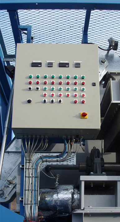 Control panel that operates mechanical equipment on a transportable skid.